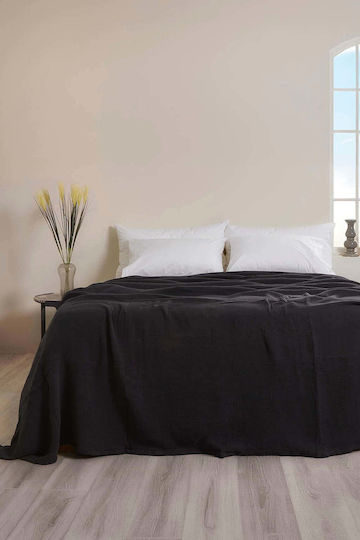 Aigaion Pătură Muselină Semidublă 180x240 cm Neagră