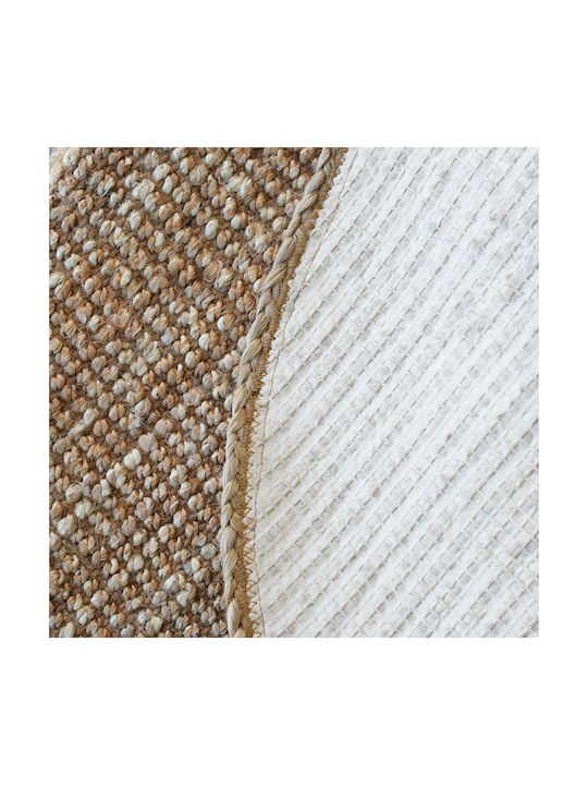 Ravelia Sombrero Non-Slip Round Jute Beige Rug Φ60cm
