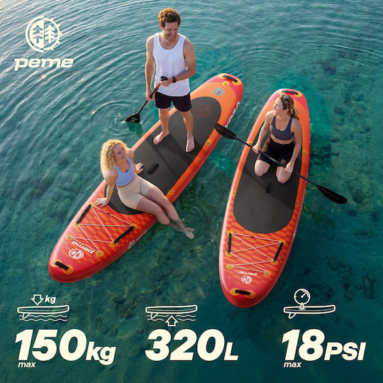 Peme Hydro Φουσκωτή Σανίδα SUP με Μήκος 3.2m Sunset Orange