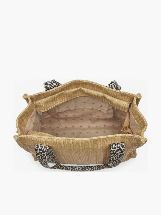 Beige Damen-Tote aus Bast