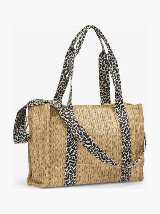 Beige Damen-Tote aus Bast