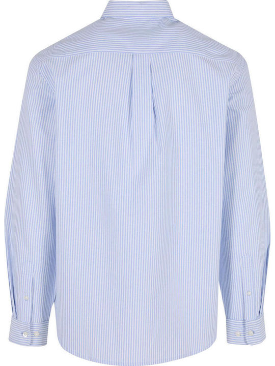Long Sleeve Cotton Striped Shirt Lighthorizonblue/White