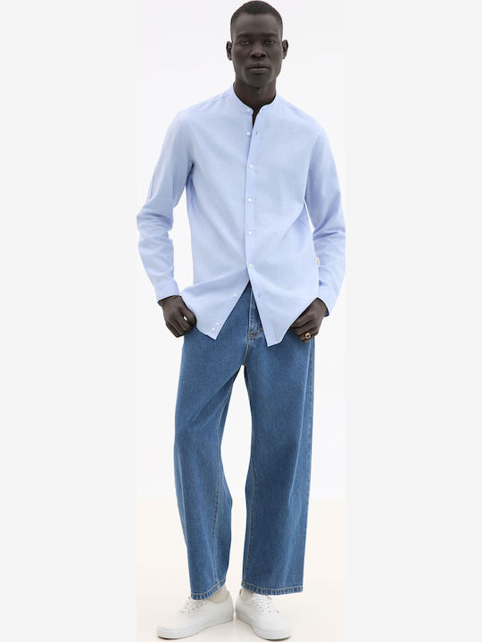 Long Sleeve Linen Shirt Light Blue