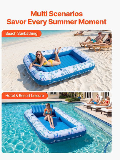 Vevor Aufblasbare Pool-Matratze Für 2 Personen Hellblaue 209x140cm