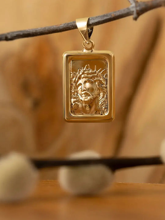 Kinder Amulette Kinderschutzamulett mit Jesus Christus aus 9K Gold 054581