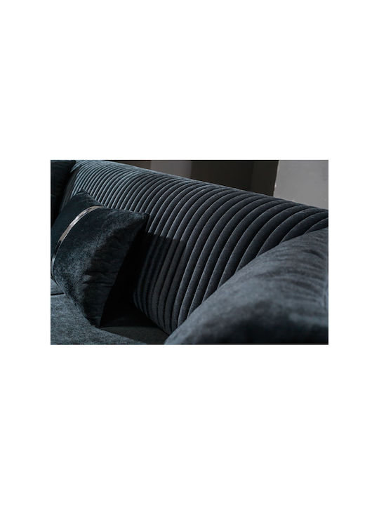 SteweHome Wohnzimmermöbel-Set Prenses 3+3+1 Weiße Beine Anthrazit Creme 225x90x77 cm