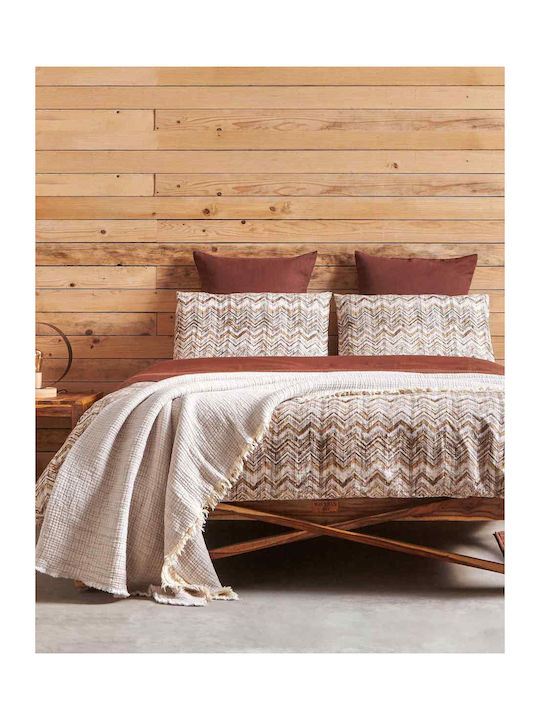 Peiraiki Patraiki Duvet Cover Set Cotton Queen with 2 Pillowcases 230x250 Agadir Beige