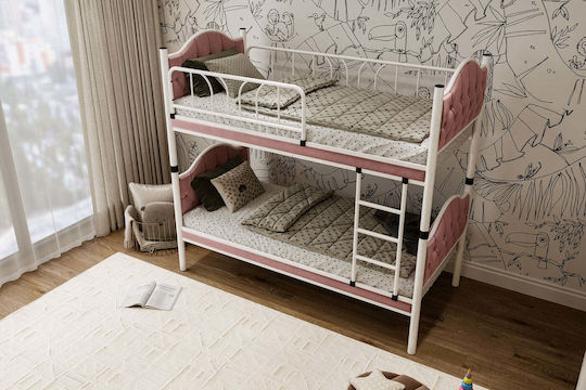 Stewehome Double Metal Bunk Bed Melis Pink 90×190 Cm
