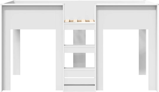 Детско Легло Двуетажно Единично Бяло за Матрак 90x190cm