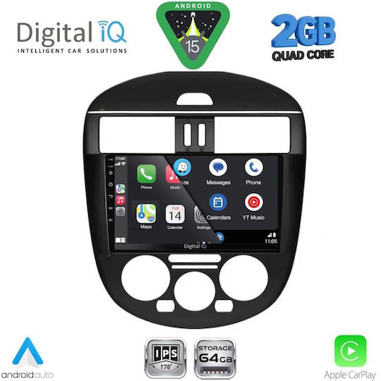 Digital IQ Car Audio System for Nissan Tiida 2013-2023 with A/C (Bluetooth/USB/AUX/WiFi/GPS/Apple CarPlay/Android Auto) with 9" Touch Screen