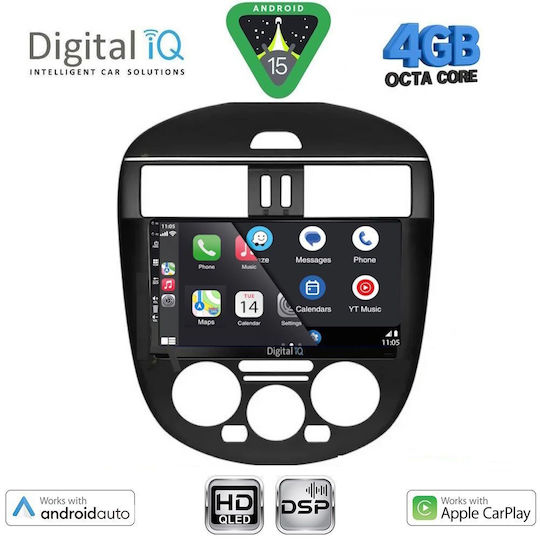 Digital IQ Car Audio System for Nissan Tiida 2013-2023 with A/C (Bluetooth/USB/AUX/WiFi/GPS/Apple CarPlay/Android Auto) with 9" Touch Screen