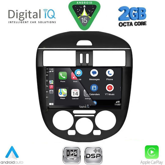 Digital IQ Car Audio System for Nissan Tiida 2013-2023 with A/C Bluetooth USB AUX WiFi GPS Apple CarPlay Android Auto with 9" Touch Screen