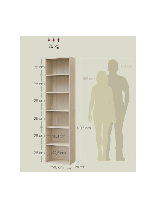 Bücherregal Beige 40x24x178,5cm