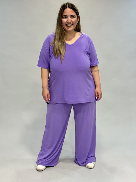 Damenhose mit Gummiband Lila