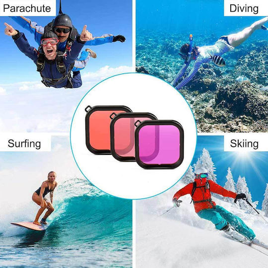Филтър за Подводно Заснемане GoPro Hero 8 Черен Водоустойчив Корпус 46.5 X 46.5 мм Червен