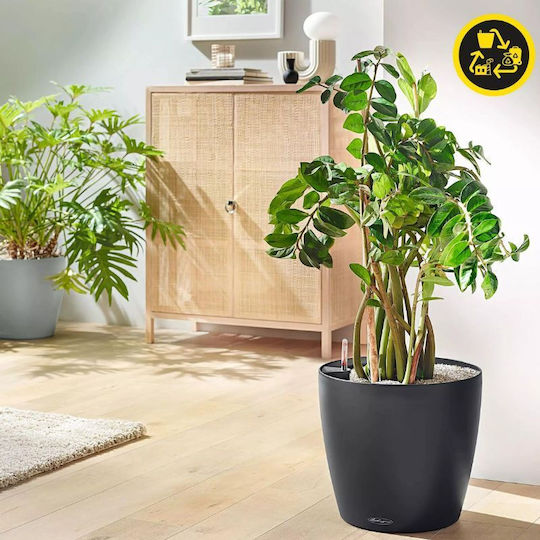 Lechuza Classico Eco Self-Watering Plastic Flower Pot Dark Gray 49x49x46cm