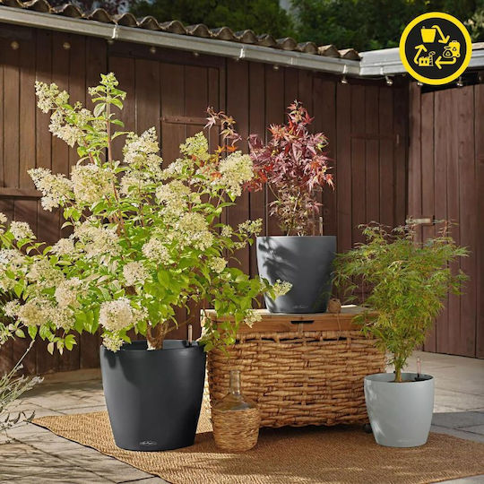 Lechuza Classico Eco Self-Watering Plastic Flower Pot Dark Gray 49x49x46cm