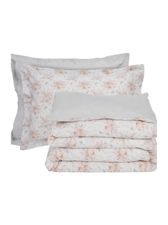 Das Home Σετ Παπλωματοθήκη Βαμβακερή 220x240cm Υπέρδιπλη με 2 Μαξιλαροθήκες Daily Cream
