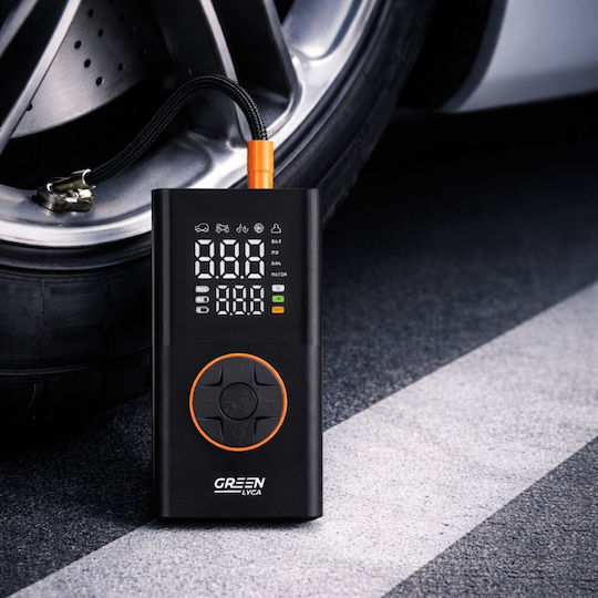 Green Lyca Car Tire Pump 150PSI Rechargeable with 12V Battery