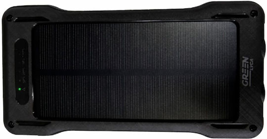 Green Lyca Ηλιακό Power Bank 10000mAh με 2 Θύρες USB-A και Θύρα USB-C Μαύρο