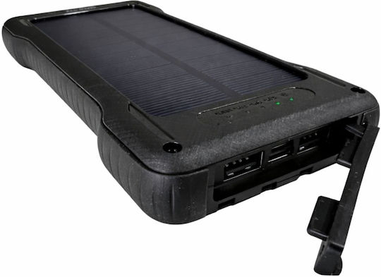 Green Lyca Ηλιακό Power Bank 10000mAh με 2 Θύρες USB-A και Θύρα USB-C Μαύρο