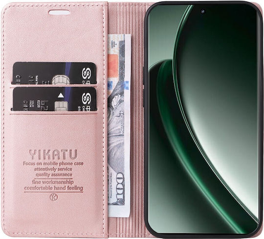 Realme Gt 6 5g Gt 6t 5g Yikatu Folio Series Mobile Phone Case Stand Card Slot Magnetic Closure Flip Wallet Synthetic Leather Tpu Rose Gold