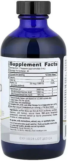 Nordic Naturals Pro Omega D Ulei de pește 3000mg 400iu 5gr 237ml cu aromă Lămâie
