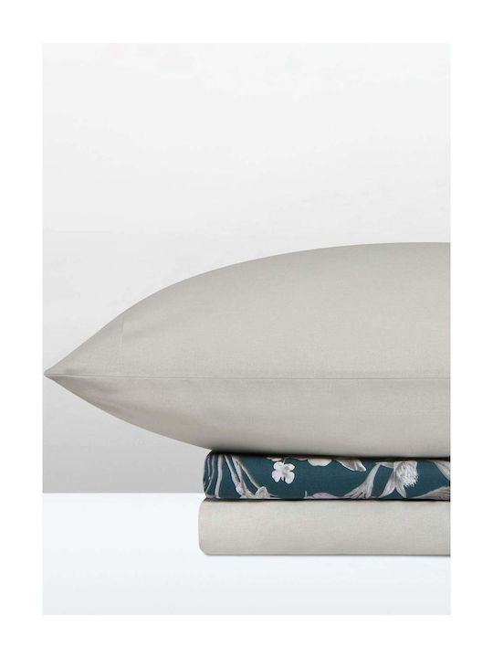 Aigaion Set Bed Sheet with 2 Pillowcases Super-Double with Rubber Hugger 160x200+35cm 3 (3 Pieces)