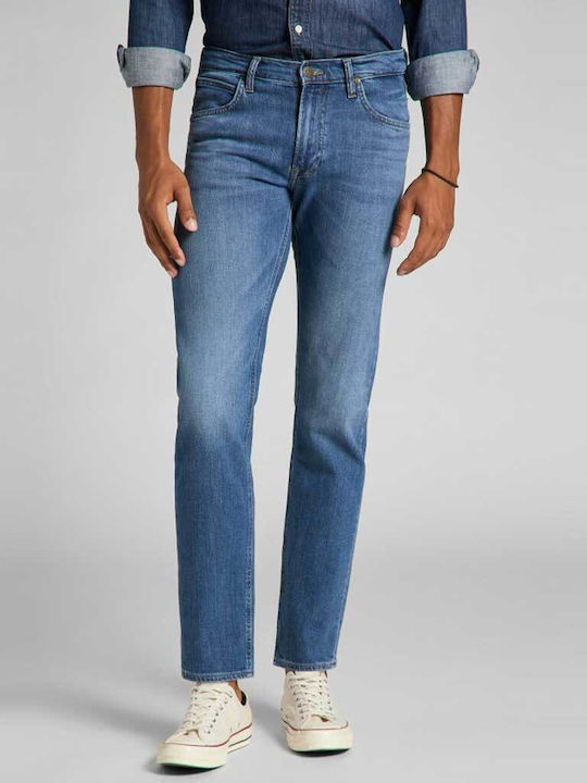 Zip Fly Men's Jeans Pants Elastic with Regular Straight Fit Blue