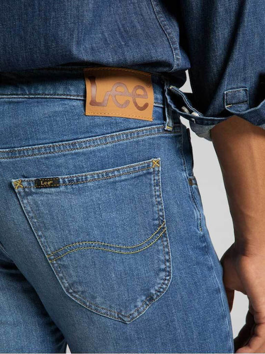 Zip Fly Men's Jeans Pants Elastic with Regular Straight Fit Blue