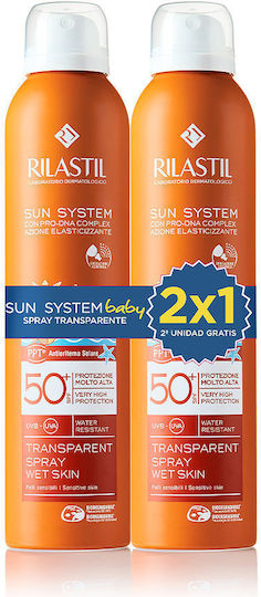 Rilastil Sun System SPF50 Waterproof Protecție Solară Pentru Copii Set Spray Pentru Față 200ml & Cadou Spray Transparent 200 ml
