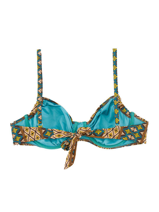Plus Size Women's Bikini Swimsuit Underwire Boho Flexfit Petrol Blue