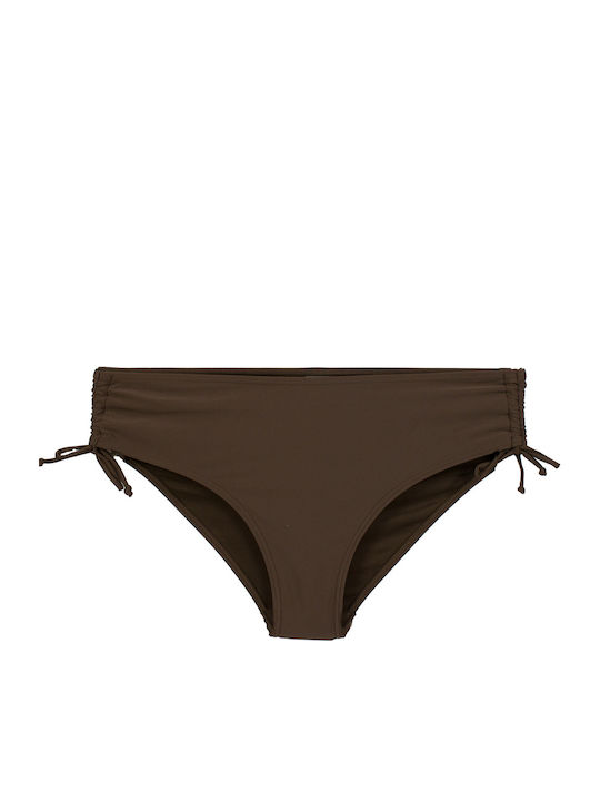 Plus Size Γυναικείο Μαγιό Bikini Χωρίς Μπανέλα Chic Contrast Καφέ-λευκό