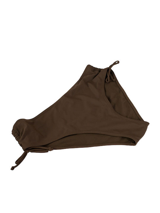 Plus Size Γυναικείο Μαγιό Bikini Χωρίς Μπανέλα Chic Contrast Καφέ-λευκό