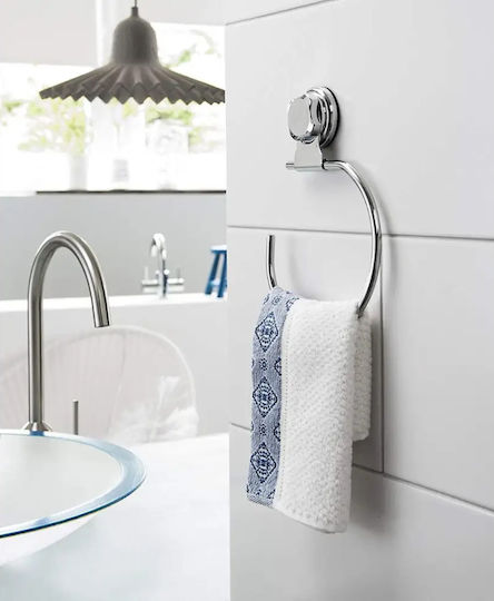 Compactor Single Bathroom Ring with Screws Silver