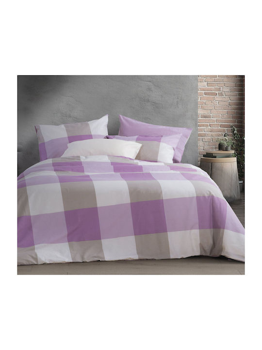 Nef-Nef Homeware Casual Комплект Чаршафи Кралица С Ластик 160x200+35см Casual Check Розов (4бр)