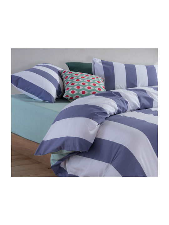Nef-Nef Homeware Casual Set Bed Sheets Double With Rubber Hugger 160x200+35cm Mauve 4 Pieces