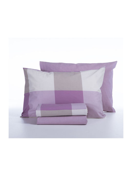 Nef-Nef Homeware Casual Комплект Чаршафи Кралица С Ластик 160x200+35см Casual Check Розов (4бр)