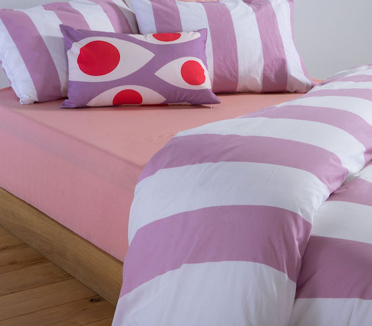 Nef-Nef Homeware Casual Σετ Σεντόνια Υπέρδιπλα με Λάστιχο 160x200+35εκ. Mauve (4τμχ)
