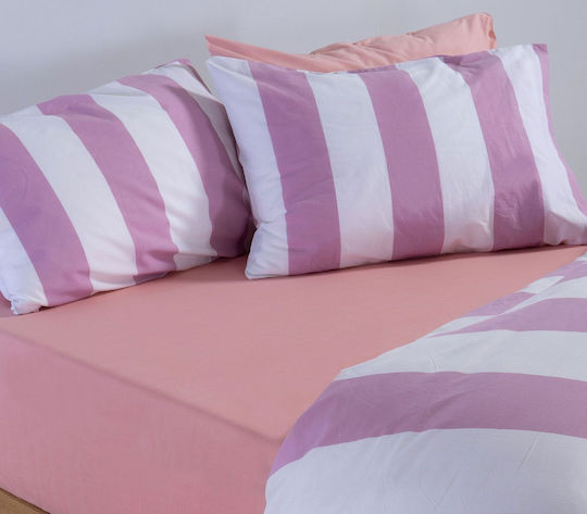 Nef-Nef Homeware Casual Σετ Σεντόνια Υπέρδιπλα με Λάστιχο 160x200+35εκ. Mauve (4τμχ)