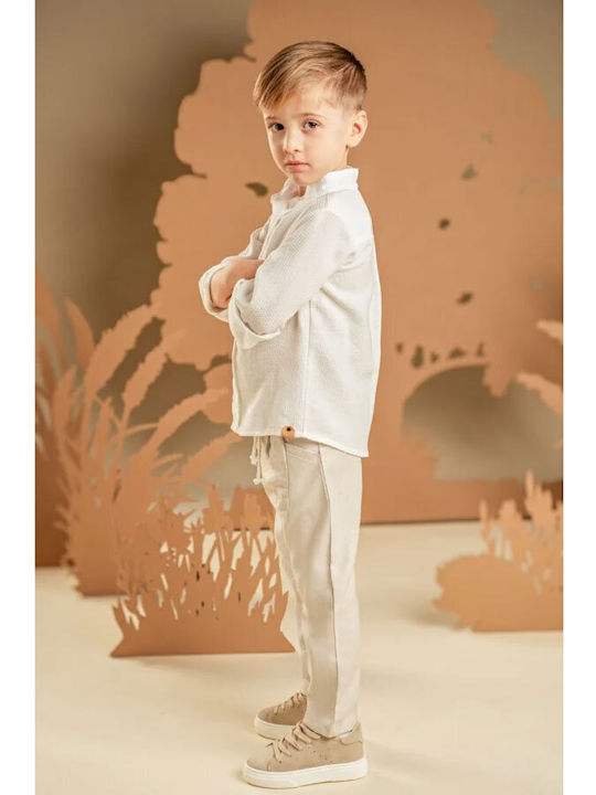 Baby Bloom Βαπτιστικό Κοστούμι για Αγόρι Μπεζ