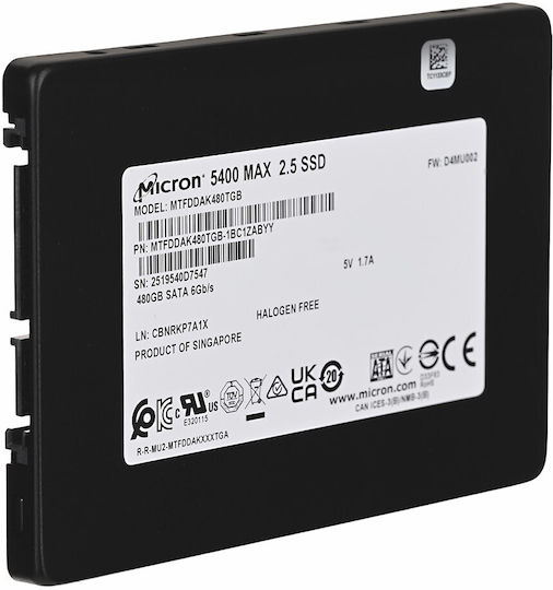 Micron Micron 5400 Max SSD 480GB τύπου 2.5'' με σύνδεση SATA III MTFDDAK480TGB-1BC1ZABYYT