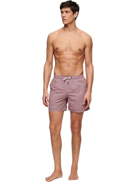 Flash M D4 Stud Printed 15' Swim Short Men's Swimwear Shorts Red with Patterns