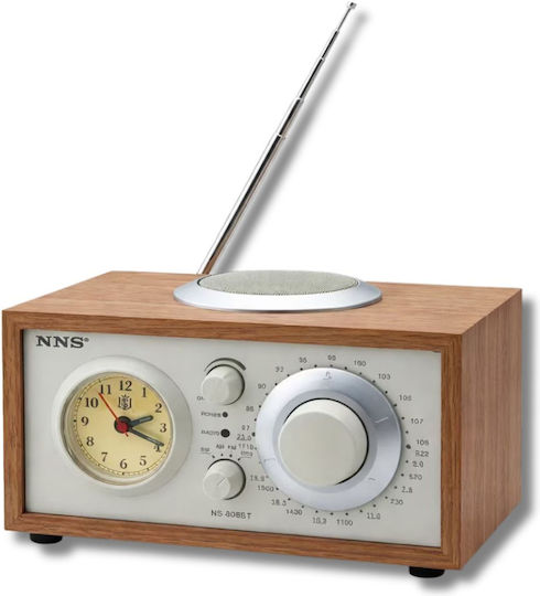 NS‑808BT-B Retro Φορητό Ραδιόφωνο Επαναφορτιζόμενο με Bluetooth και USB Καφέ