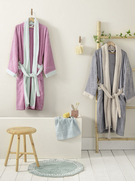 Nima Ease Bathrobe with Collar Gray 380gsm