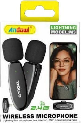 Andowl No.m3 Ασύρματο Πυκνωτικό Μικρόφωνο Πέτου, Clip On για Κάμερα