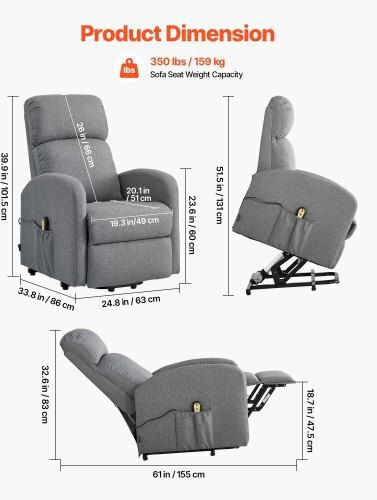 Relax Sessel Hellgrau 63x86x101,5cm