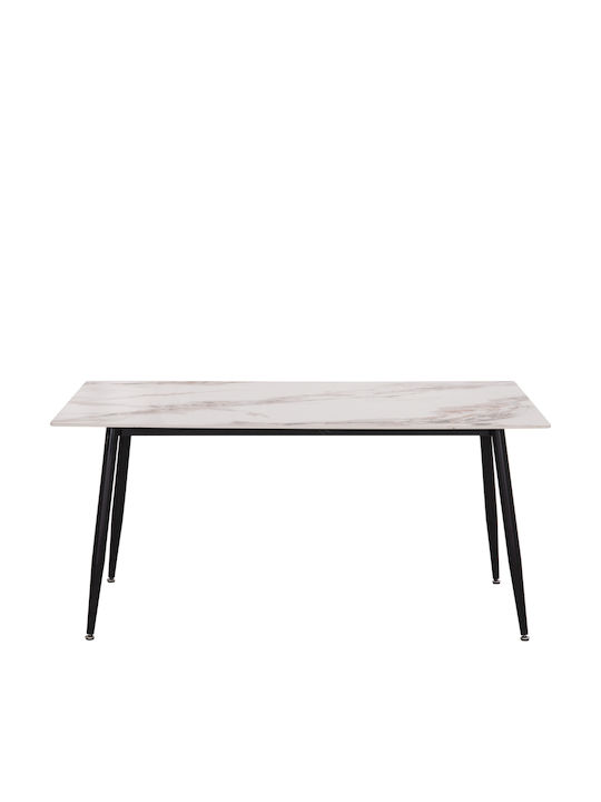 Raven Esszimmer- und Küchentisch mit Keramik Oberflächen Weiß/Braun Marmor 160x80x74cm