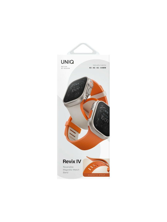 Uniq Revix Iv Premium Apple Watch 49 46 45 44mm Edition Reversible Magnetic Watch Strap Gray-Orange