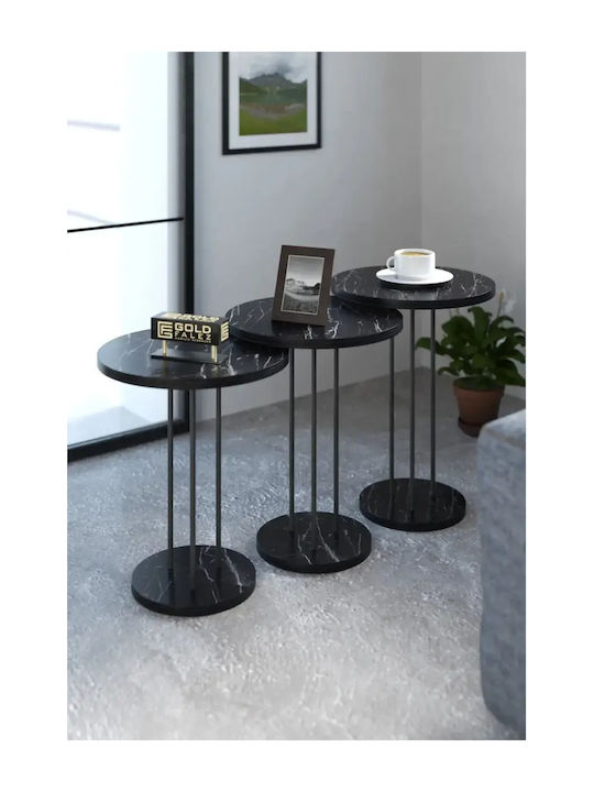 SteweHome Modernes Zigon Kaffeetische Schwarz Metallbasis Marmor Schwarz 34×48cm